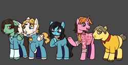 Size: 1172x602 | Tagged: safe, artist:13en_i, earth pony, pegasus, pony, unicorn, anya (mouthwashing), curly (mouthwashing), daisuke (mouthwashing), horn, jimmy (mouthwashing), mouthwashing (game), ponified, swansea (mouthwashing)