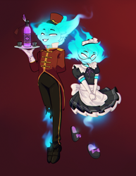 Size: 2540x3282 | Tagged: safe, artist:rexyseven, oc, oc:whispy slippers, ghost, undead, anthro, clothes, slippers