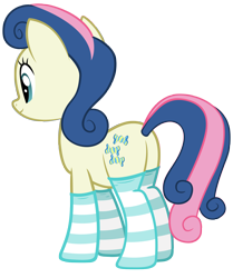 Size: 3986x4777 | Tagged: safe, artist:fluffytuli, bon bon, sweetie drops, earth pony, pony, g4, absurd resolution, artifact, bon butt, butt, clothes, female, implied lesbian, implied lyra, implied lyrabon, implied shipping, mare, plot, simple background, socks, solo, striped socks, transparent background, vector