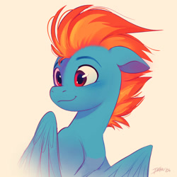 Size: 3000x3000 | Tagged: safe, artist:imalou, oc, oc only, oc:samudash, pegasus, pony, bust, looking over shoulder, not lightning dust, simple background, solo