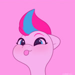 Size: 2480x2480 | Tagged: safe, artist:starburstuwu, zipp storm, pegasus, pony, g5, :p, adorazipp, blushing, bust, cute, daaaaaaaaaaaw, female, floppy ears, high res, mare, pink background, silly, silly pony, simple background, solo, squishy cheeks, starburstuwu is trying to murder us, tongue out