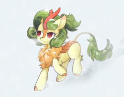 Size: 3467x2726 | Tagged: safe, artist:return 0, oc, oc only, oc:spring breeze, kirin, pony, female, mare, snow, solo, winter