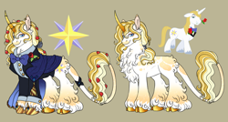 Size: 1280x687 | Tagged: safe, artist:malinraf1615, prince blueblood, pony, g4, alternate design, clothes, cloven hooves, solo, unshorn fetlocks