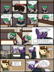 Size: 1750x2333 | Tagged: safe, artist:99999999000, oc, oc only, oc:firearm king, oc:li anna, oc:mar baolin, earth pony, pegasus, comic:affection, comic, duo, female, food, glasses, indoors, male, money, panic