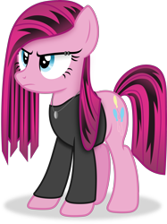 Size: 2738x3662 | Tagged: safe, artist:anime-equestria, pinkie pie, earth pony, pony, g4, alternate hairstyle, annoyed, clothes, eyebrow piercing, female, jewelry, mare, necklace, piercing, pinkamena diane pie, simple background, solo, transparent background, vector, when she doesn't smile