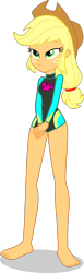 Size: 1287x4154 | Tagged: safe, alternate version, artist:dustinwatsongkx, edit, applejack, human, equestria girls, g4, my little pony equestria girls: better together, accessory swap, barefoot, clothes, clothes swap, cowboy hat, feet, female, fluttershy's one-piece swimsuit, fluttershy's swimsuit, fluttershy's wetsuit, hat, legless, long sleeves, one-piece swimsuit, simple background, solo, swimsuit, swimsuit edit, swimsuit swap, transparent background, vector