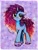 Size: 1544x2048 | Tagged: safe, artist:dariarchangel, misty brightdawn, pony, unicorn, g5, my little pony: make your mark, :c, abstract background, adorable face, big eyes, blue coat, blushing, bracelet, coat markings, colored hooves, colored horn, curly hair, curly mane, curly tail, cute, daaaaaaaaaaaw, ear blush, female, floppy ears, freckles, friendship bracelet, frown, gradient hair, gradient horn, gradient mane, gradient tail, green eyes, hnnng, hooves, horn, jewelry, leg fluff, long hair, long mane, long tail, mare, mistybetes, passepartout, puppy dog eyes, purple hooves, rebirth misty, sad, sadorable, shy, solo, standing, tail, too cute, traditional art, unicorn horn, unshorn fetlocks, weapons-grade cute