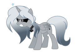 Size: 1961x1351 | Tagged: safe, artist:darbypop1, oc, oc only, oc:melody everbelle, alicorn, pony, alternate design, angry, black sclera, female, mare, simple background, solo, transparent background