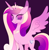 Size: 1754x1782 | Tagged: safe, artist:risswm, princess cadance, alicorn, pony, g4, alternate cutie mark, dark background, female, jewelry, looking at you, mare, no catchlights, no pupils, peytral, purple background, simple background, smiling, smiling at you, solo, spread wings, thin, tiara, wings