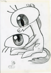 Size: 2770x4000 | Tagged: safe, artist:ja0822ck, oc, oc only, cyclops, cyclops pony, pony, big eyes, female, mare, simple background, traditional art, wat, white background