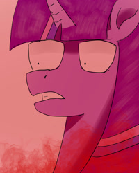 Size: 2000x2500 | Tagged: safe, artist:fallingon, twilight sparkle, pony, unicorn, g4, angry, horn, solo, twilight sparkle is not amused, unamused, unicorn twilight