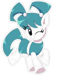 Size: 2000x2457 | Tagged: source needed, safe, artist:spoonie, earth pony, pony, robot, robot pony, cute, female, jenny wakeman, mare, my life as a teenage robot, ponified, simple background, solo, transparent background