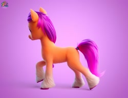 Size: 2280x1752 | Tagged: safe, artist:jonatancatalan, sunny starscout, earth pony, pony, g5, my little pony: a new generation, official, concave belly, concept art, female, fluffy, gradient background, logo, looking away, mare, my little pony logo, my little pony: a new generation logo, slender, solo, tail, tail band, thin