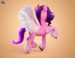 Size: 2280x1752 | Tagged: safe, artist:jonatancatalan, pipp petals, pegasus, pony, g5, my little pony: a new generation, official, concept art, feathered fetlocks, female, logo, mare, my little pony logo, my little pony: a new generation logo, purple mane, purple tail, solo, spread wings, tail, unshorn fetlocks, wings