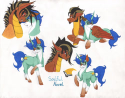 Size: 2017x1582 | Tagged: safe, artist:tazzy-girl, oc, oc only, oc:ferlund, oc:soulful novel, dracony, dragon, hybrid, pony, unicorn, glasses, horn, male, stallion, traditional art