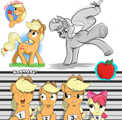 Size: 2520x2480 | Tagged: safe, artist:eels, apple bloom, applejack, earth pony, pony, g4