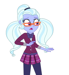 Size: 2300x2481 | Tagged: safe, artist:gmaplay, screencap, sugarcoat, human, equestria girls, g4, my little pony equestria girls: friendship games, clothes, crystal prep academy, crystal prep academy uniform, crystal prep shadowbolts, female, glasses, leggings, necktie, pleated skirt, scared, school tie, school uniform, schoolgirl, simple background, skirt, solo, transparent background, worried