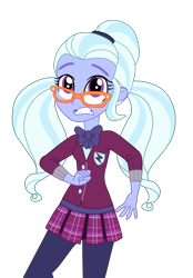 Size: 2163x3100 | Tagged: safe, artist:gmaplay, screencap, sugarcoat, human, equestria girls, g4, my little pony equestria girls: friendship games, clothes, crystal prep academy, crystal prep academy uniform, crystal prep shadowbolts, female, glasses, leggings, necktie, pleated skirt, scared, school tie, school uniform, schoolgirl, simple background, skirt, solo, transparent background, worried