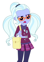 Size: 2500x3506 | Tagged: safe, artist:gmaplay, screencap, sugarcoat, human, equestria girls, g4, my little pony equestria girls: friendship games, clothes, crystal prep academy, crystal prep academy uniform, crystal prep shadowbolts, female, glasses, leggings, necktie, pleated skirt, school tie, school uniform, schoolgirl, simple background, skirt, solo, sugarcoat is not amused, transparent background, unamused, worried