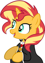 Size: 1478x2073 | Tagged: safe, artist:ahsokafan100, sunset shimmer, pony, unicorn, mlp fim's fourteenth anniversary, g4, bela lugosi, bowtie, cape, clothes, costume, cute, dracula, fake fangs, fangs, halloween, halloween costume, holiday, horn, jewelry, medallion, necklace, nightmare night, nightmare night costume, open mouth, open smile, raised hoof, raised hooves, shimmerbetes, simple background, smiling, solo, transparent background, tuxedo, universal monsters, vampire costume, vampire shimmer, vector