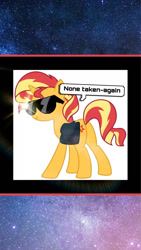 Size: 828x1471 | Tagged: safe, artist:oatmealareyoucrazyy, sunset shimmer, pony, unicorn, g4, bunset shimmer, butt, female, horn, mare, plot, solo, sunglasses