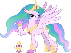 Size: 2585x1925 | Tagged: safe, artist:facelessjr, silverstream, classical hippogriff, hippogriff, g4, alternate hairstyle, armlet, beak, claws, clothes, costume, crown, ear fluff, ethereal mane, fake cutie mark, female, fluffy, hooves, jewelry, lidded eyes, mane, nightmare night, not celestia, not pinklestia, not species swap, pail, peytral, pose, regalia, relaxed, simple background, smug, solo, spread wings, tail, three quarter view, transparent background, unshorn fetlocks, vase, wavy mane, wings