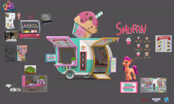 Size: 6336x3801 | Tagged: safe, artist:francesco denicolò, boulder media, sunny starscout, earth pony, pony, g5, my little pony: a new generation, official, boulder media logo, cake, cart, concept art, drink, female, flag, food, hasbro, hasbro logo, logo, looking at something, mare, muffin, my little pony logo, my little pony: a new generation logo, netflix, netflix logo, orange coat, sign, smoothie, smoothie cart, smoothie truck, tail, two toned mane, two toned tail, unshorn fetlocks