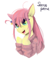 Size: 1270x1455 | Tagged: safe, artist:some_ponu, pony, bocchi the rock!, eye clipping through hair, female, hitori gotoh, mare, open mouth, ponified, simple background, smiling, solo, starry eyes, tracksuit, white background, wingding eyes