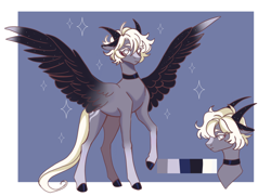 Size: 1728x1248 | Tagged: artist needed, safe, oc, demon, pegasus, pony, auction open, passepartout, reference sheet, slender, thin