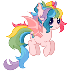 Size: 1920x1920 | Tagged: safe, artist:cirillaq, oc, oc:rainbow skies, bat pony, pony, female, mare, simple background, solo, transparent background