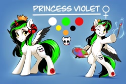 Size: 3000x2000 | Tagged: safe, artist:kittytitikitty, oc, oc:princess violet, alicorn, pony, bipedal, female, mare, paint, paintbrush, reference sheet