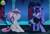 Size: 2627x1800 | Tagged: safe, artist:wendy, derpibooru exclusive, oc, oc only, oc:flawless sparklemoon, oc:sweetieck dreams, pony, unicorn, my little pony the movie: the death of twilight sparkle, g4, backlighting, butt, cape, clothes, colored hooves, cute, duo, duo female, eyelashes, fanart, female, filly, foal, fusion, fusion:trixie, fusion:twilight sparkle, fusion:twixie, hat, hoof on chest, hooves, horn, indoors, mare, not sweetie belle, plot, raised hoof, starry eyes, stars, tail, two toned mane, two toned tail, unicorn horn, unicorn oc