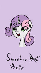 Size: 720x1280 | Tagged: safe, artist:lunalovegoodpony, sweetie belle, pegasus, pony, g4, pink background, simple background, solo