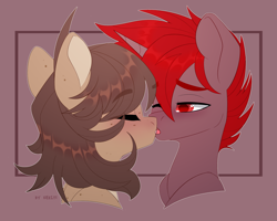 Size: 2500x2000 | Tagged: safe, artist:shelti, oc, oc:hardy, oc:kate owl, alicorn, earth pony, pony, blushing, duo, female, high res, kiss on the lips, kissing, male, mare, oc x oc, shipping, stallion, straight