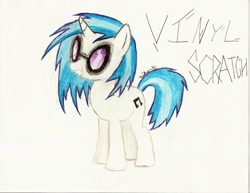 Size: 2200x1696 | Tagged: safe, artist:dakillervamp, dj pon-3, vinyl scratch, pony, unicorn, g4, horn, solo, traditional art