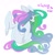 Size: 924x932 | Tagged: safe, artist:cutesykill, princess celestia, alicorn, pony, g4, beanbrows, big ears, colored eyebrows, ethereal mane, ethereal tail, eyebrows, eyes closed, female, flowing mane, flowing tail, gradient mane, gradient tail, horn, long horn, long mane, long tail, mare, missing accessory, missing cutie mark, multicolored mane, multicolored tail, no mouth, partially open wings, profile, purple text, rear view, simple background, solo, sparkles, sparkly mane, sparkly tail, tail, thick eyelashes, turned head, unicorn horn, white background, white coat, wings