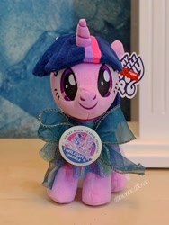 Size: 1493x1990 | Tagged: safe, reesee, twilight sparkle, alicorn, pony, g4, official, badge, bow, front view, indoors, looking at you, merchandise, miniso, smiling, solo, twilight sparkle (alicorn)