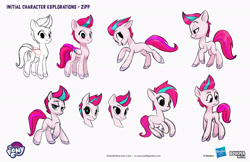 Size: 2083x1349 | Tagged: safe, artist:claudio naccari, artist:claudionaccari, boulder media, zipp storm, pegasus, pony, g5, official, adorazipp, boulder media logo, concept art, cute, female, hasbro, hasbro logo, logo, mare, my little pony g5 2d show (boulder media), my little pony logo, simple background, slender, text, thin, white background