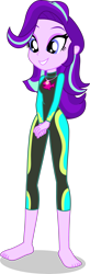 Size: 1443x4408 | Tagged: safe, alternate version, artist:dustinwatsongkx, starlight glimmer, human, equestria girls, g4, barefoot, clothes swap, feet, female, fluttershy's wetsuit, geode of fauna, hatless, magical geodes, missing accessory, simple background, solo, swimsuit swap, transparent background, wetsuit