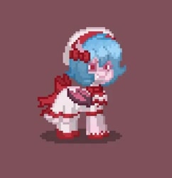 Size: 489x505 | Tagged: safe, bat pony, pony, undead, vampire, vampony, pony town, clothes, dress, female, filly, ponified, remilia scarlet, simple background, touhou