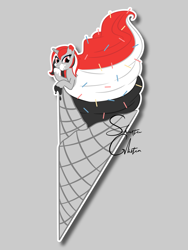 Size: 2408x3208 | Tagged: safe, artist:shutterglisten, oc, oc only, oc:shutterglisten, unicorn, eating, food, horn, ice cream