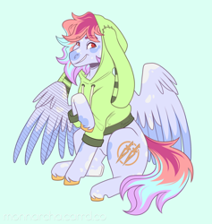 Size: 1800x1900 | Tagged: safe, artist:monnarcha, oc, oc only, oc:jungle, pegasus, pony, pegasus oc, ponycon holland, red eyes, solo, unshorn fetlocks