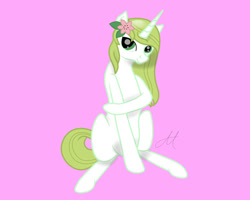 Size: 1000x800 | Tagged: safe, artist:yinmai, oc, oc only, pony, shaymin, unicorn, horn, mythical pokémon, pink background, pokémon, ponified, simple background, solo