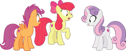 Size: 1887x771 | Tagged: safe, edit, edited screencap, editor:pascalmulokozi2, screencap, apple bloom, scootaloo, sweetie belle, earth pony, pegasus, pony, unicorn, g4, growing up is hard to do, my little pony: friendship is magic, background removed, cutie mark crusaders, female, horn, mare, not a vector, older, older apple bloom, older cmc, older scootaloo, older sweetie belle, shocked, simple background, transparent background, trio, trio female