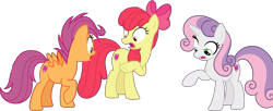 Size: 1887x769 | Tagged: safe, edit, edited screencap, editor:pascalmulokozi2, screencap, apple bloom, scootaloo, sweetie belle, earth pony, pegasus, pony, unicorn, g4, growing up is hard to do, my little pony: friendship is magic, background removed, cutie mark crusaders, female, horn, mare, not a vector, older, older apple bloom, older cmc, older scootaloo, older sweetie belle, shocked, simple background, transparent background, trio, trio female