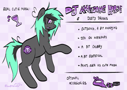 Size: 1321x943 | Tagged: safe, artist:poopslug, oc, oc only, oc:dusty drinks, earth pony, pony, reference sheet, solo