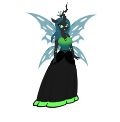 Size: 4039x4109 | Tagged: safe, artist:shadowzoid456, queen chrysalis, equestria girls, g4, clothes, dress, female, gown, ponied up, simple background, solo, transparent background