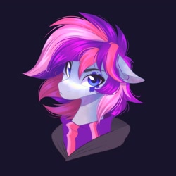 Size: 3500x3500 | Tagged: safe, artist:nettlemoth, oc, oc only, crystal pony, earth pony, pony, black background, bust, clothes, commission, crystal pony oc, floppy ears, looking at you, scarf, simple background, solo