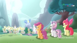 Size: 1280x720 | Tagged: safe, screencap, apple bloom, scootaloo, sweetie belle, pegasus, pony, unicorn, flight to the finish, g4, my little pony: friendship is magic, abs-cbn, butt, cutie mark crusaders, female, filly, foal, horn, kapamilya channel logo, philippines, plot, trio