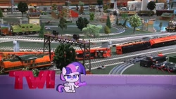 Size: 1920x1080 | Tagged: safe, edit, edited screencap, screencap, twilight sparkle, alicorn, pony, g4, g4.5, my little pony: pony life, zound off, ted talk, toy train, train, train wreck, twi talk, twilight sparkle (alicorn)